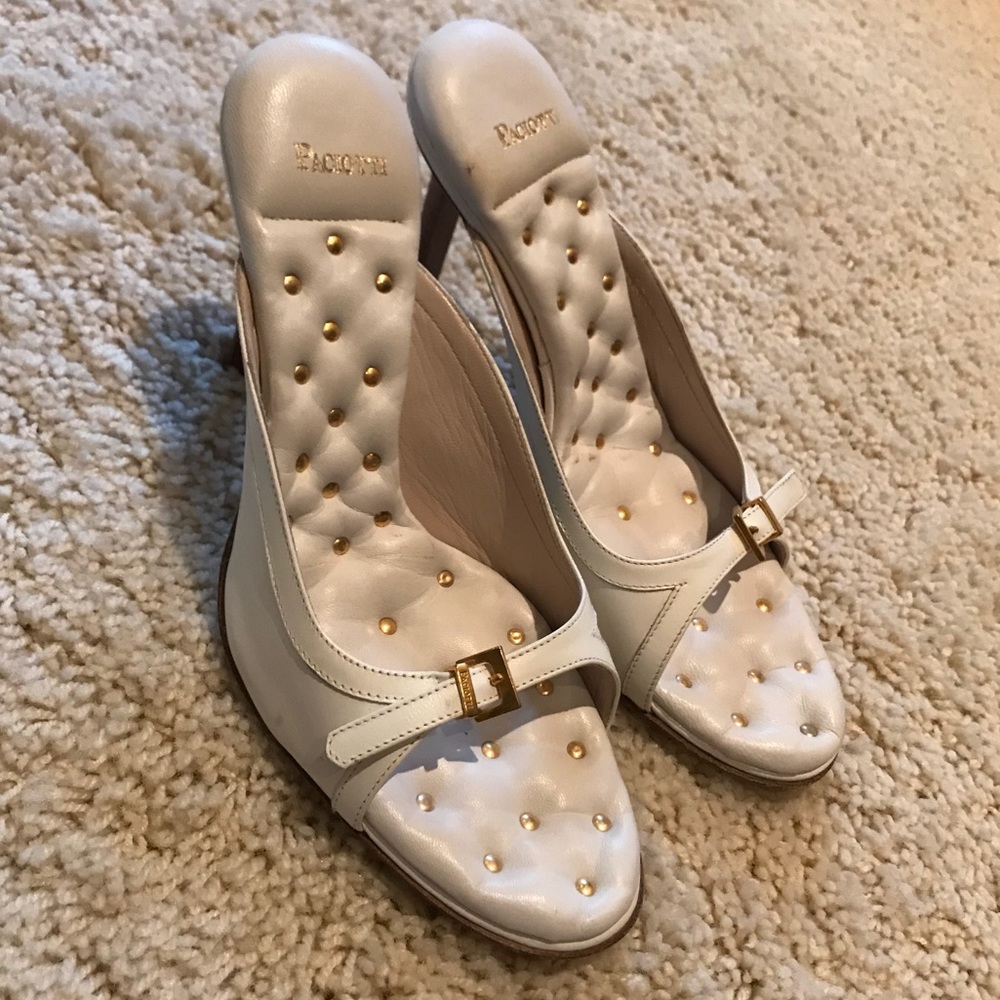 Cesare Paciotti White Cushion Heels
